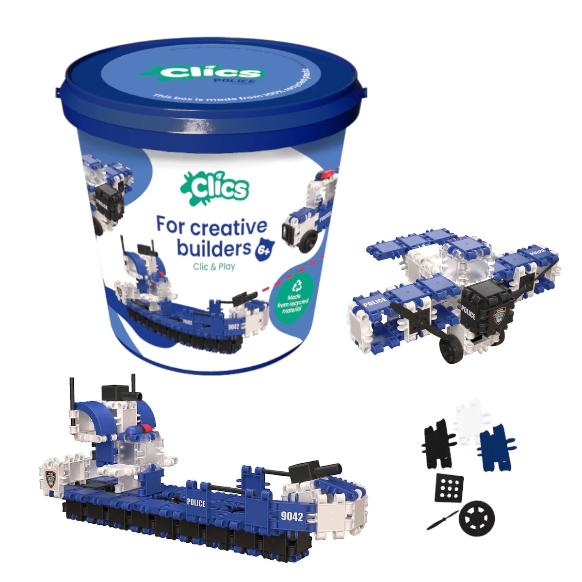 Klocki Clics Wiaderko 8w1 155 el. konstrukcyjne 4+ - Clics &amp; Nano Clics