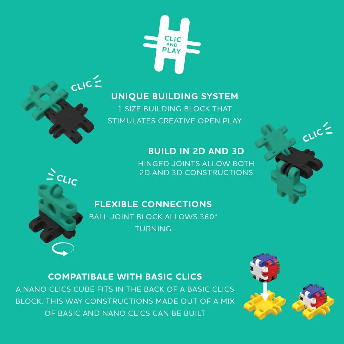 Klocki Nano Clics Kreatywni Budowniczowie 125 el. 8+ - miniatura 2