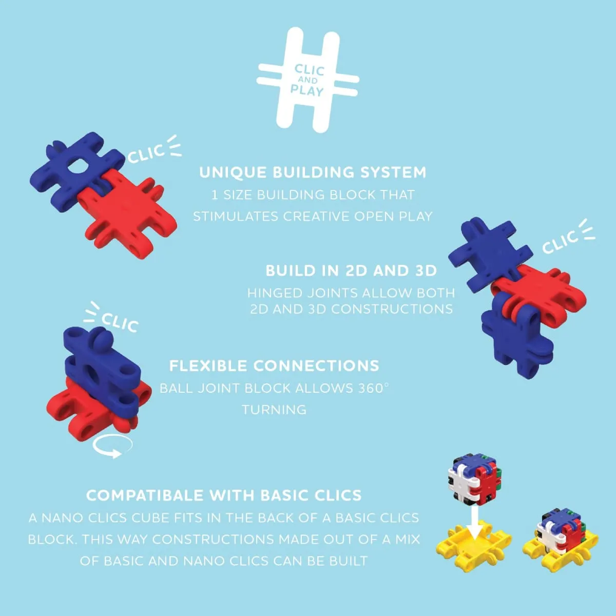 Klocki Nano Clics Kreatywni Budowniczowie 500 el. 8+ - miniatura 2