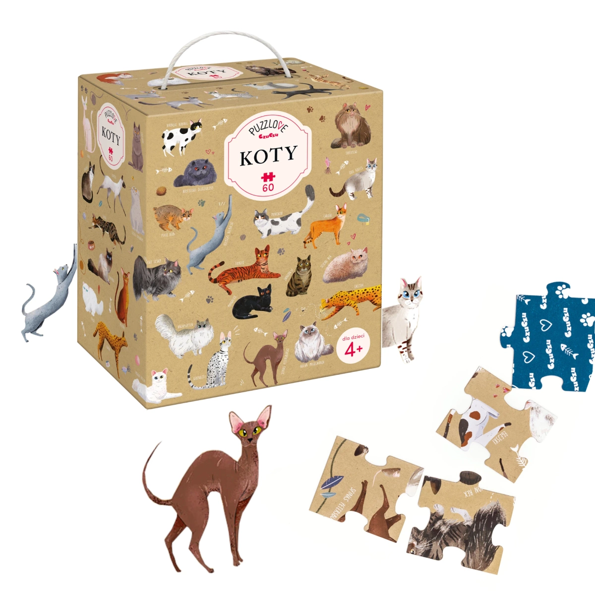 Puzzle CzuCzu Puzzlove Koty 60 elementów 4+ - CzuCzu