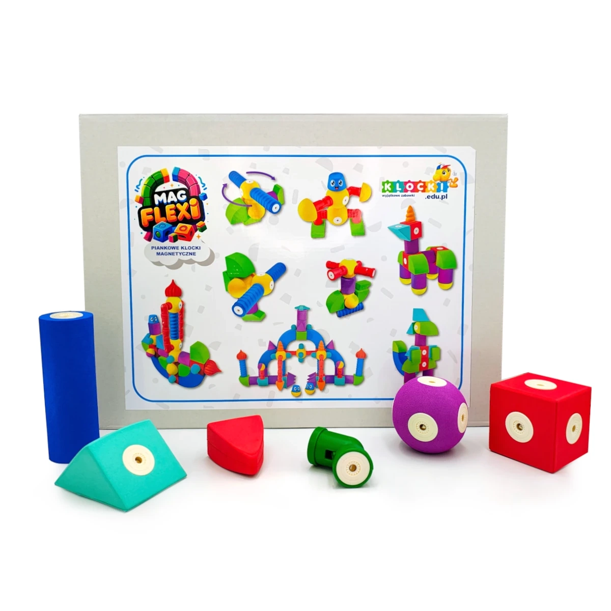 Magnetyczne piankowe klocki - MagFlexi - 100 el. - klocki.edu.pl