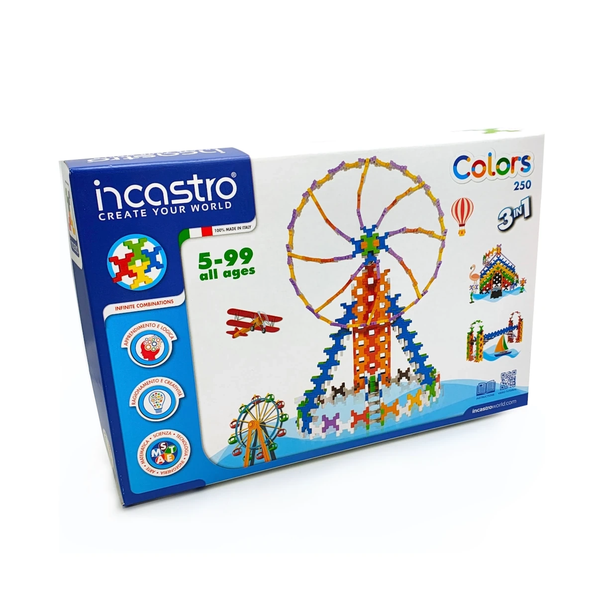 Klocki konstrukcyjne Incastro Colors 3w1 kolorowe 250 elementów 4+ - miniatura 9