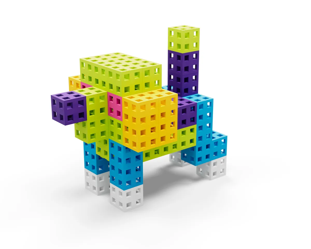 Komplet klocków konstrukcyjnych - Meli Cube Pink 100 el. - miniatura 13