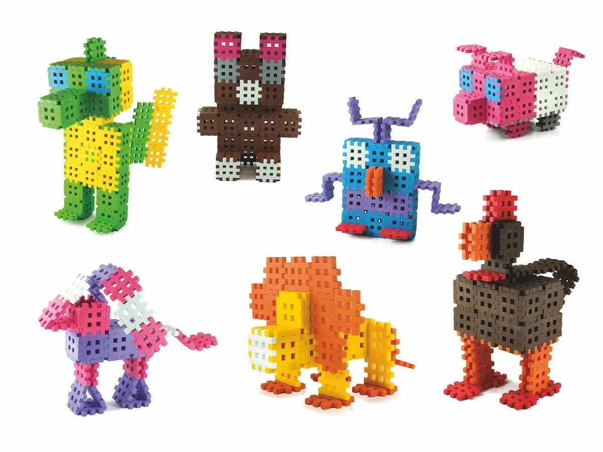 Klocki edukacyjne Marioinex Mini Waffle 140 elementów dla 4-latka wspierające motorykę - miniatura 6