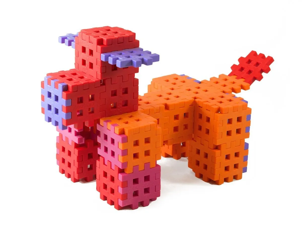 Klocki edukacyjne Marioinex Mini Waffle 140 elementów dla 4-latka wspierające motorykę - miniatura 15