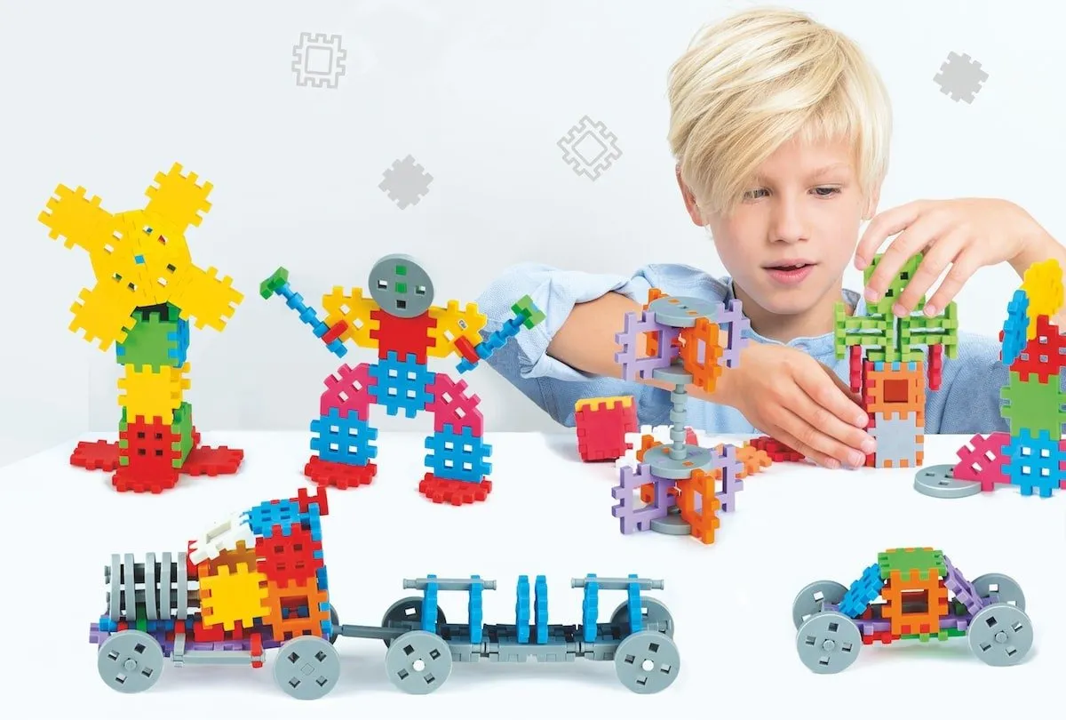 Klocki edukacyjne Marioinex Mini Waffle Konstruktor 140 elementów dla 4-latka wspierające motorykę - miniatura 8