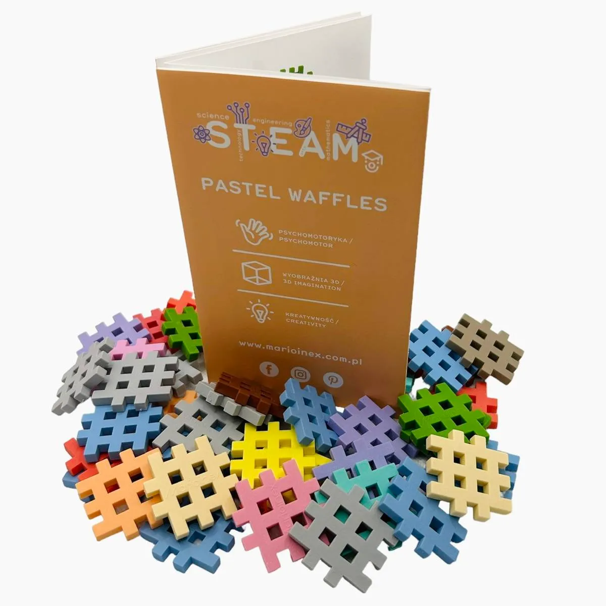 Klocki konstrukcyjne Marioinex Mini Waffle Pastel 500 elementów dla 4-latka wspierające motorykę - miniatura 8