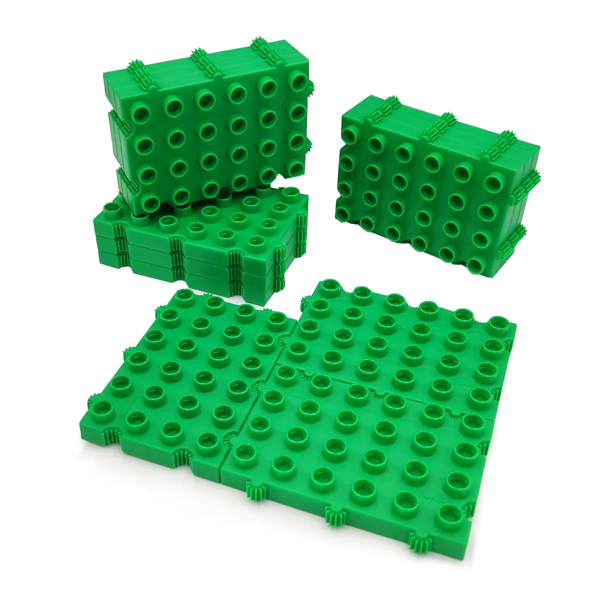 Baza płytka konstrukcyjna do klocków Morphun - zielona - 12 el. - Morphun