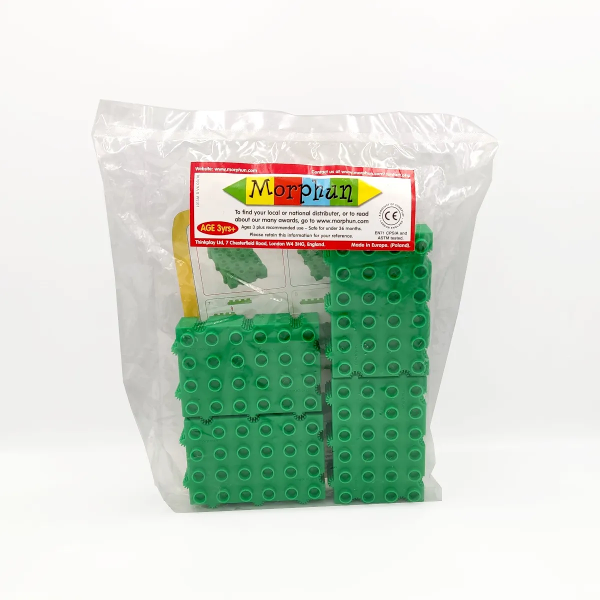 Baza płytka konstrukcyjna do klocków Morphun - zielona - 12 el. - miniatura 3