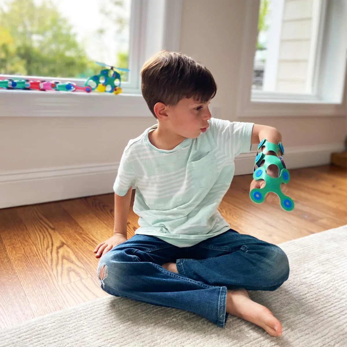 Klocki magnetyczne Clixo - Itsy Pack - zielono - niebieskie - 18 el. - miniatura 3