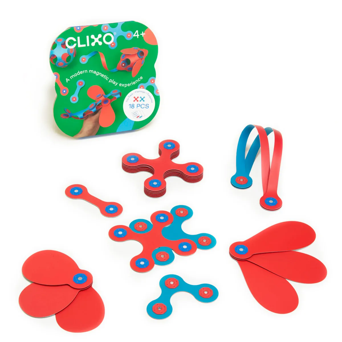 Klocki magnetyczne Clixo - Itsy Pack - różowo - turkusowy - 18 el. - Clixo