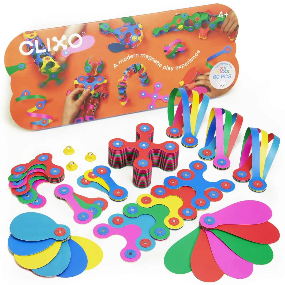 Klocki magnetyczne Clixo - Super Rainbow Pack - 60 el. - Clixo