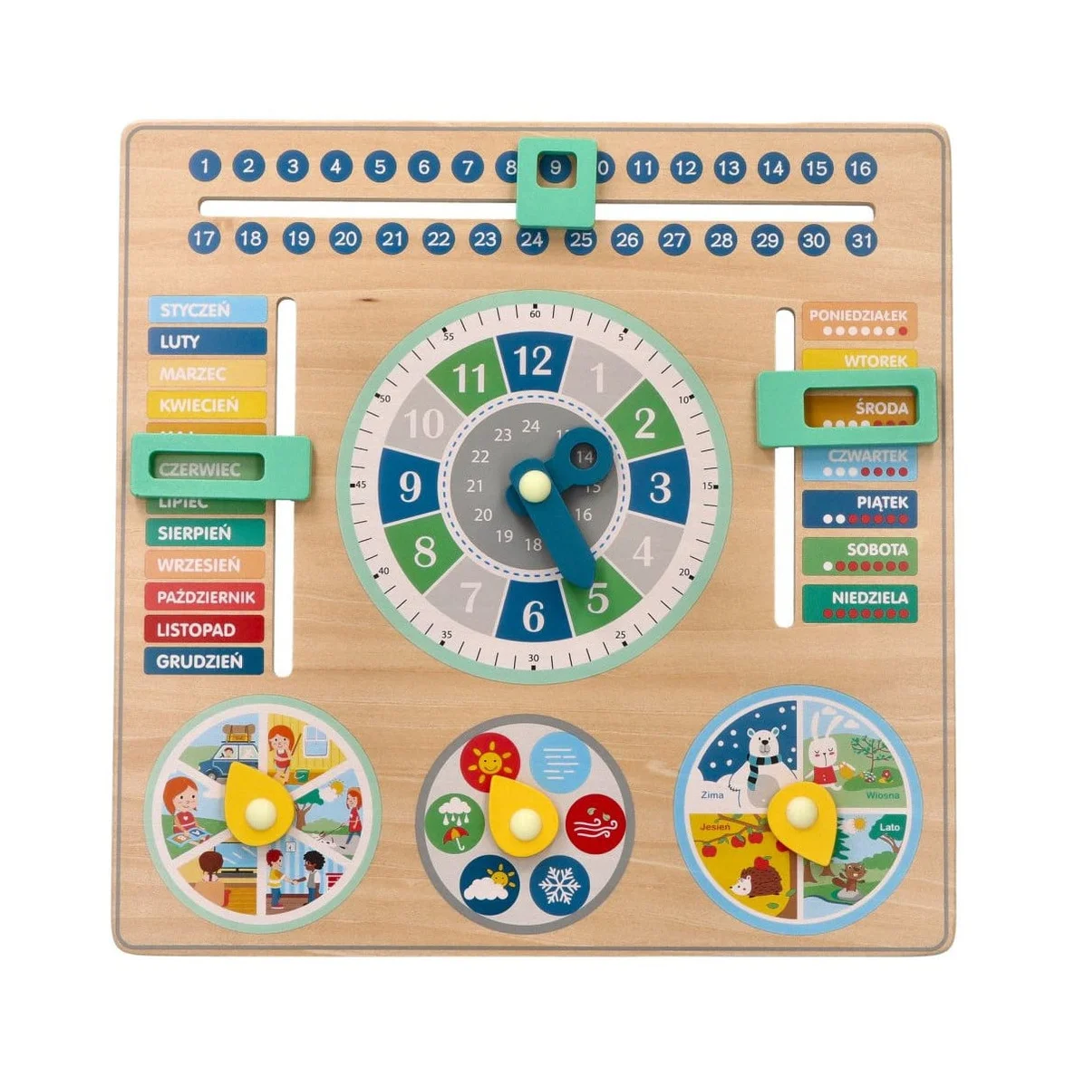 Drewniany kalendarz edukacyjny - tablica dla dzieci - Adam Toys
