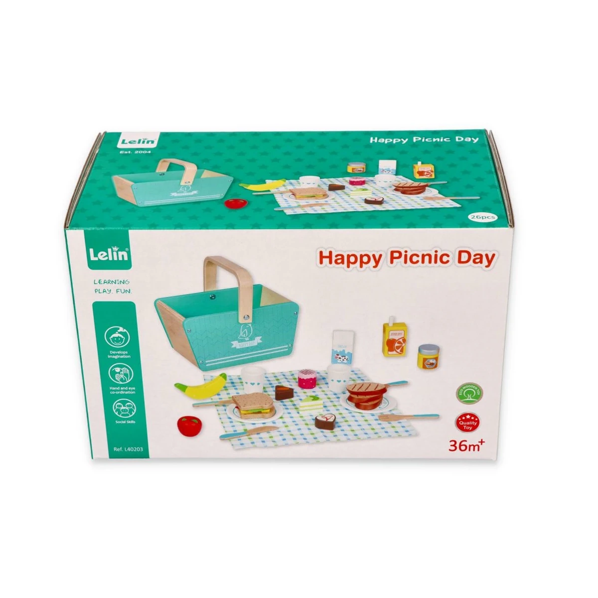 Koszyk piknikowy z akcesoriami - miętowy - miniatura 2