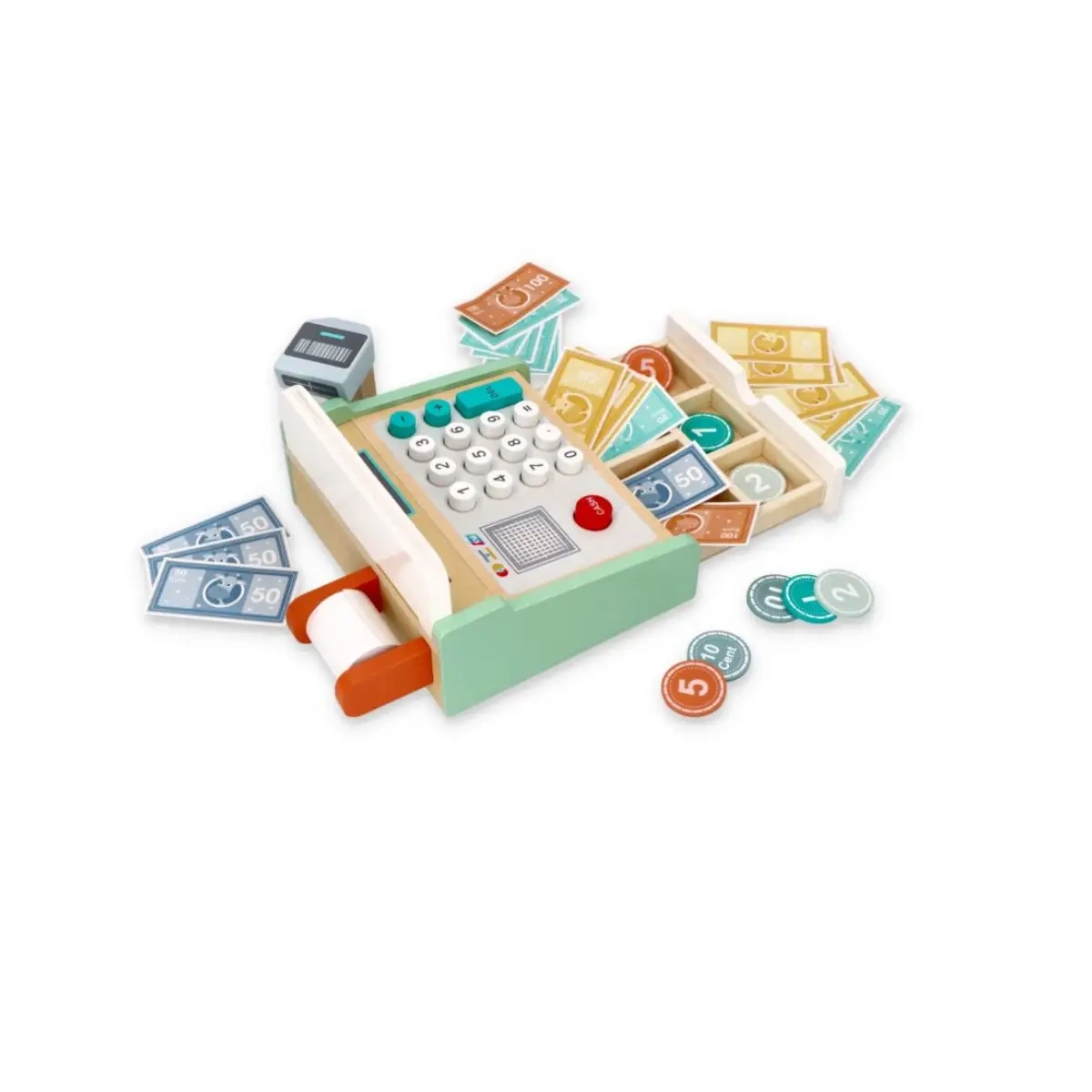 Drewniana pastelowa kasa fiskalna - miniatura 4