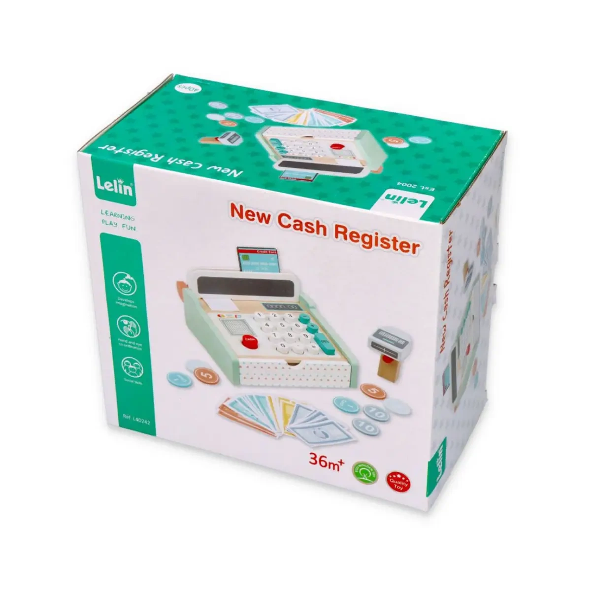 Drewniana pastelowa kasa fiskalna - miniatura 5