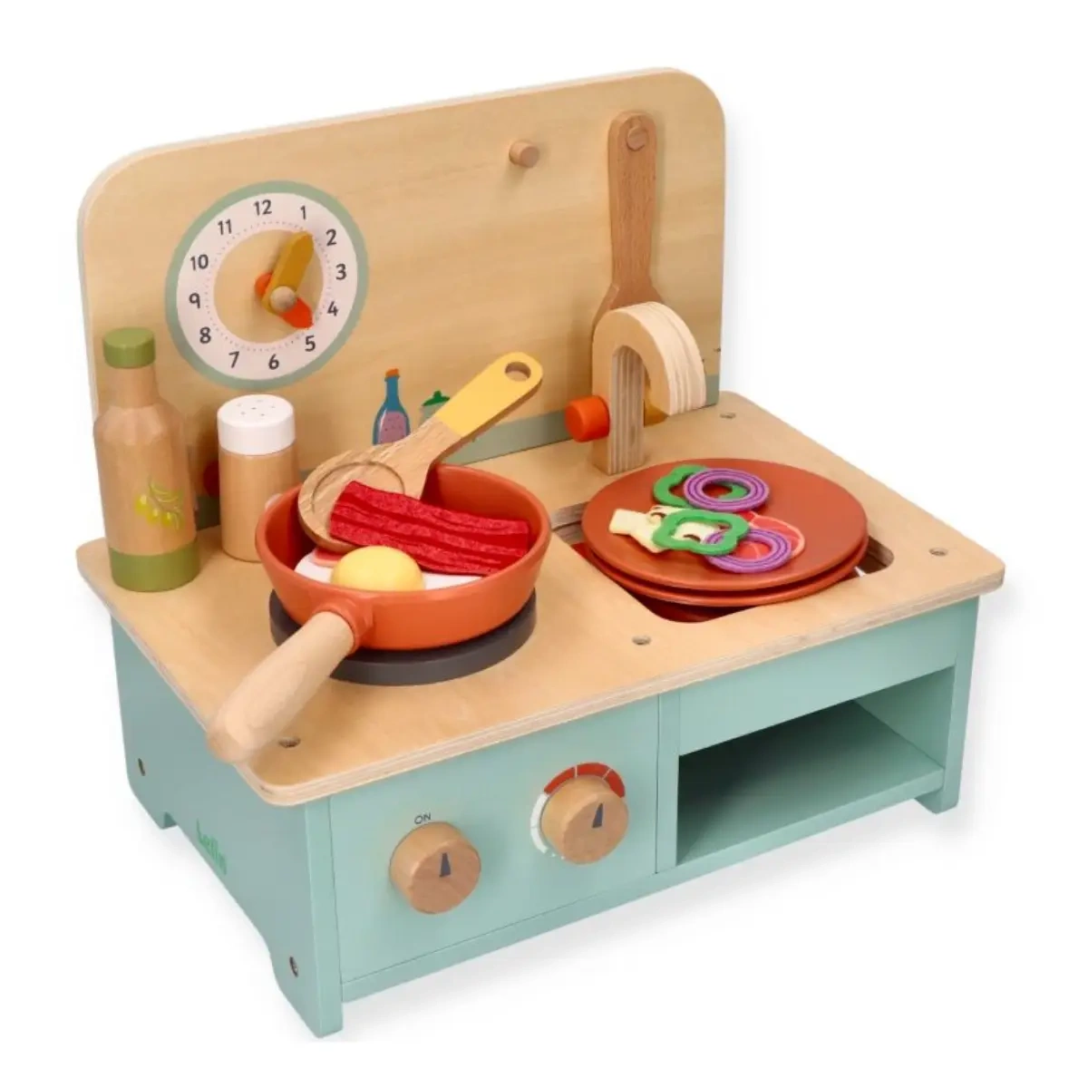 Mała drewniana kuchnia z akcesoriami - zdjęcie główne