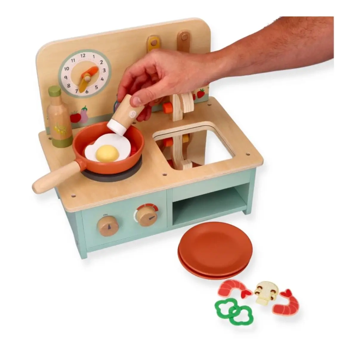 Mała drewniana kuchnia z akcesoriami - miniatura 4