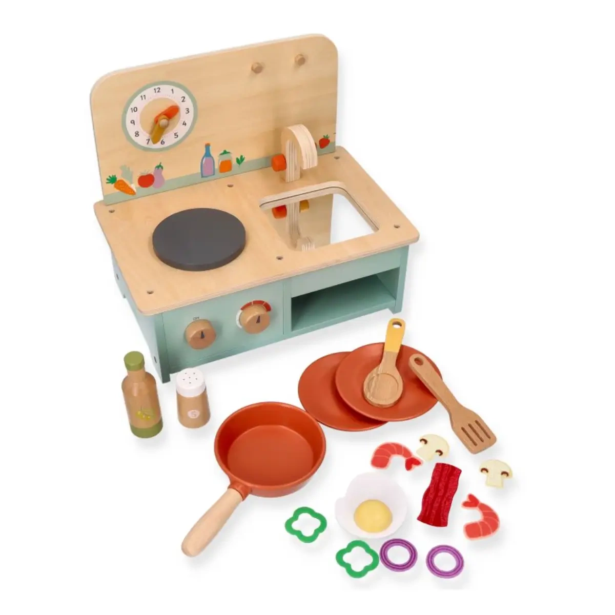 Mała drewniana kuchnia z akcesoriami - miniatura 5