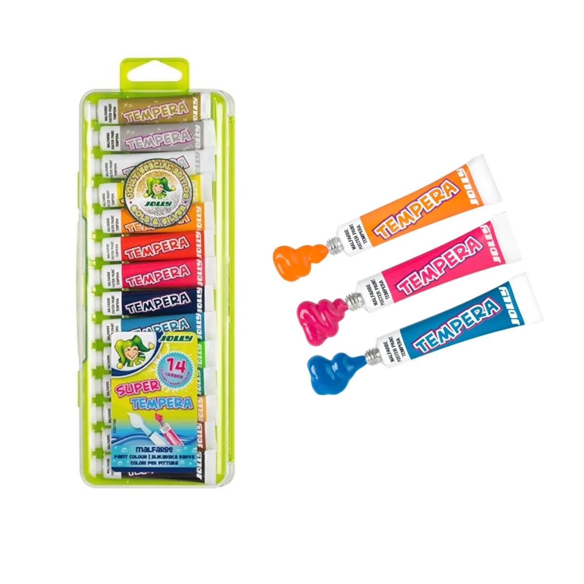Farby Jolly tempera - 12szt + metaliczne - Jolly