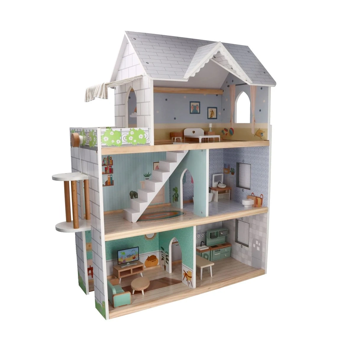 Drewniany domek dla lalek z windą - Adam Toys