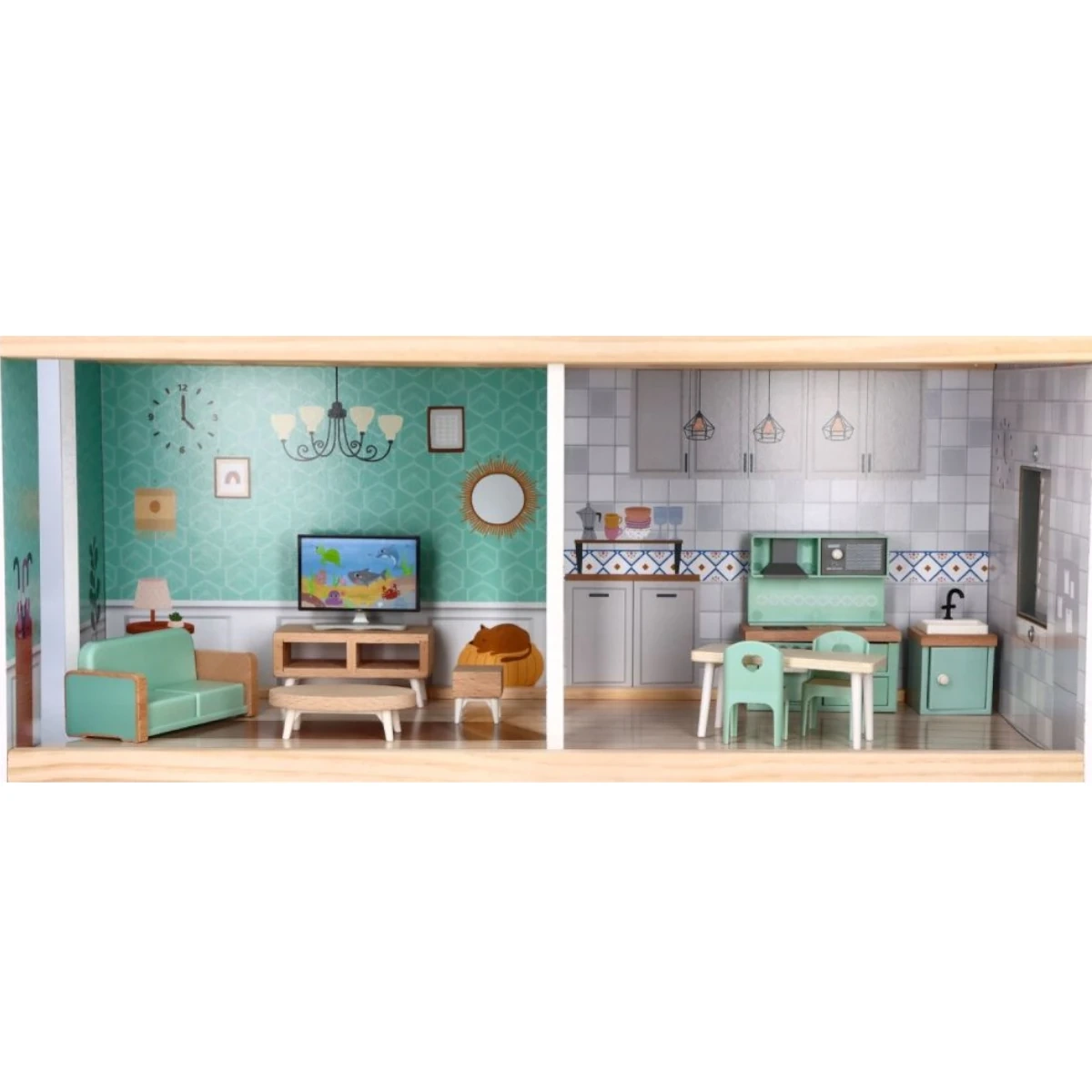 Drewniany domek dla lalek z windą - miniatura 7