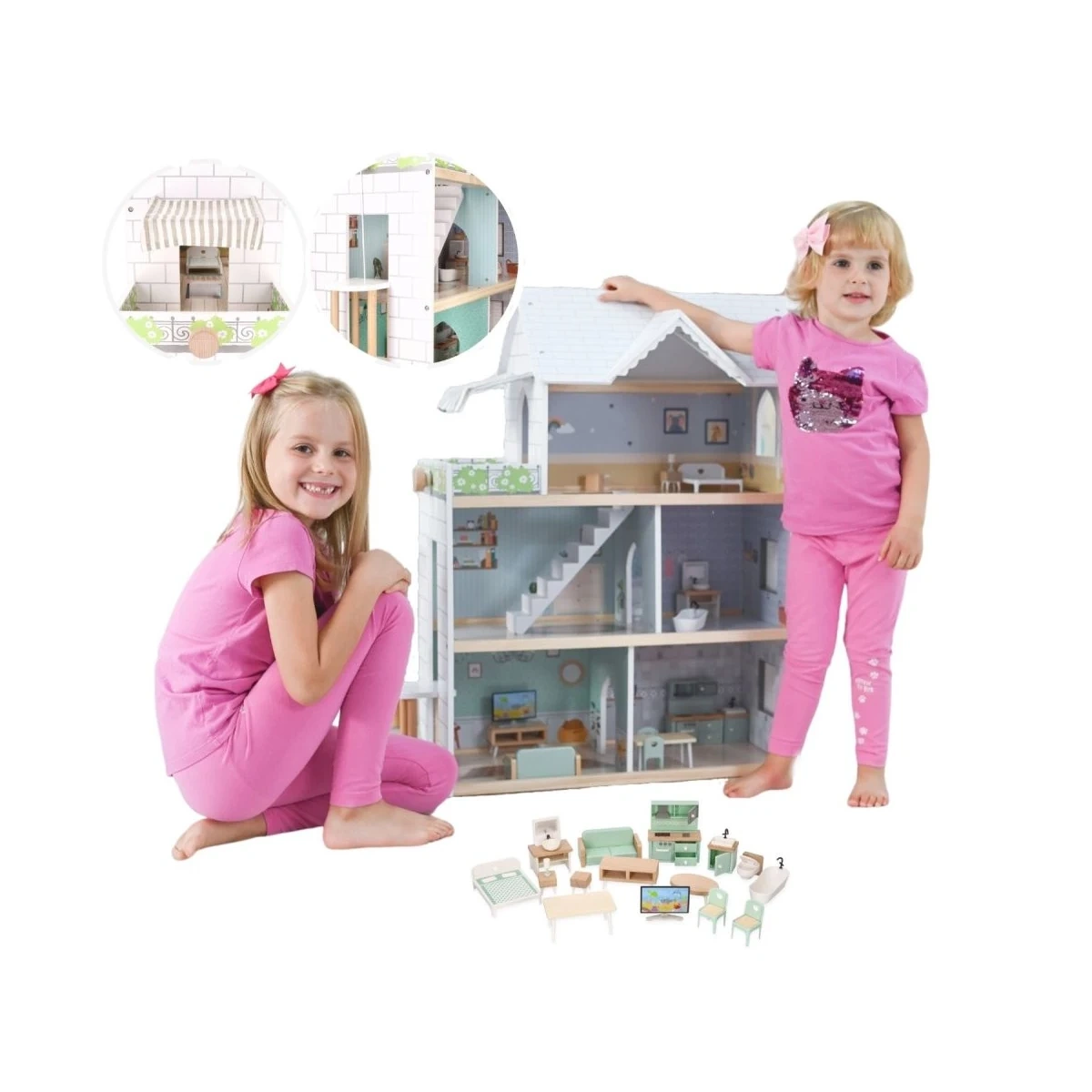 Drewniany domek dla lalek z windą - miniatura 9