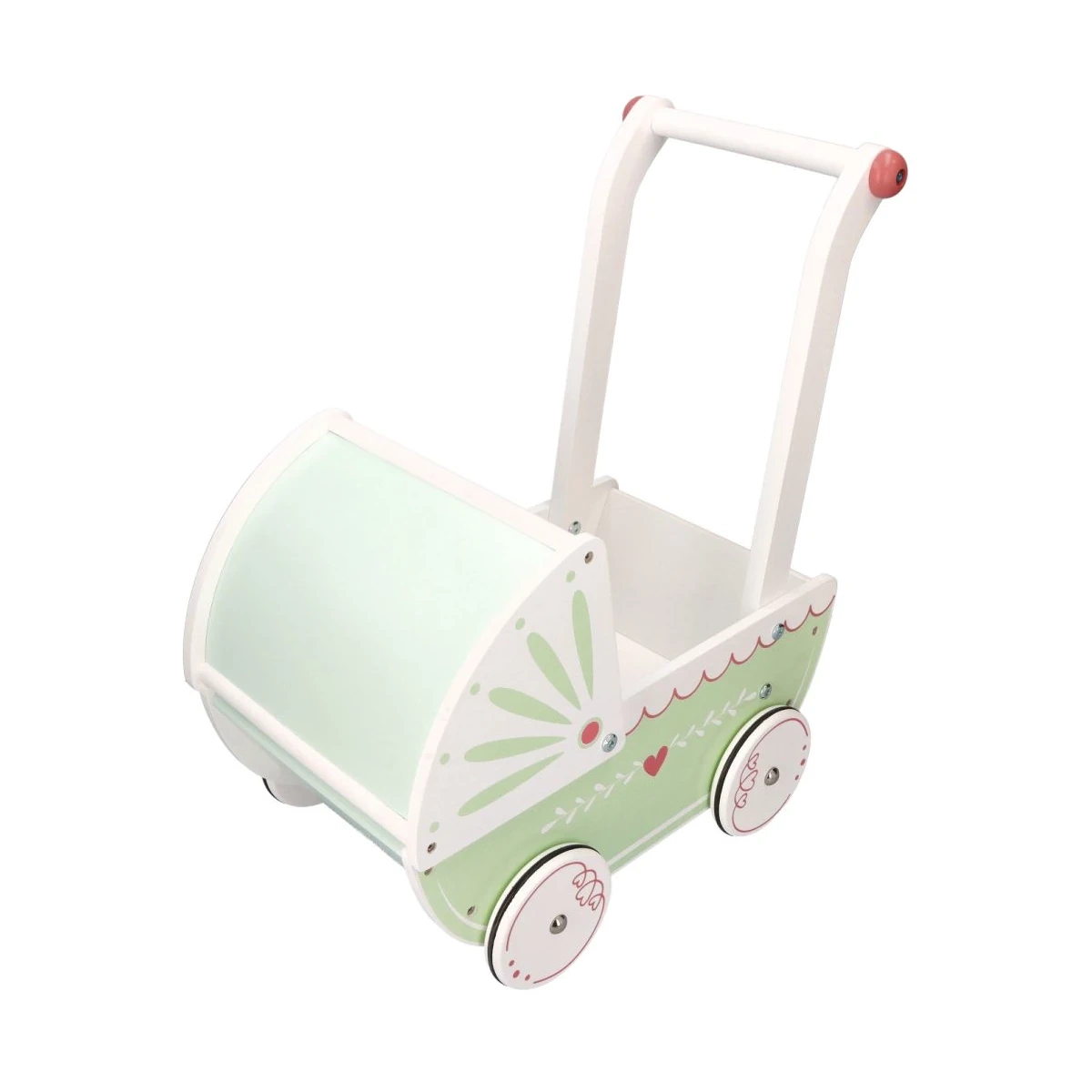 Drewniany pastelowy wózek dla lalek - miniatura 2