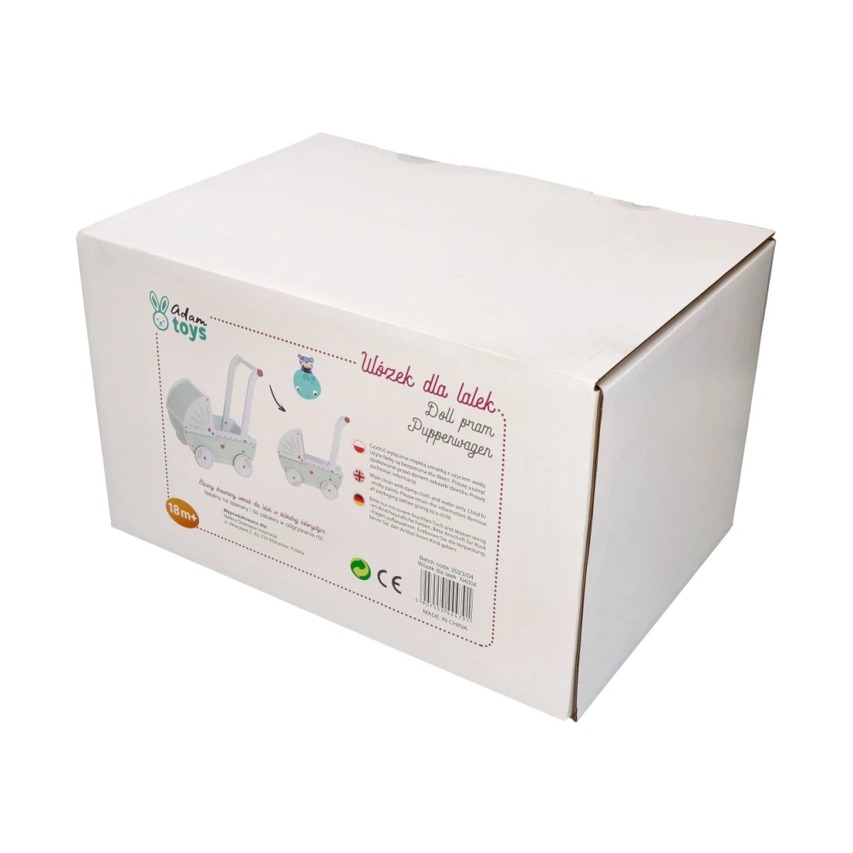 Drewniany pastelowy wózek dla lalek - miniatura 3