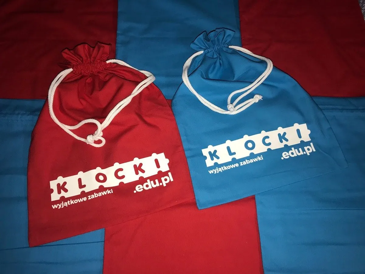 Bawełniany woreczek na klocki 30x40 cm - klocki.edu.pl