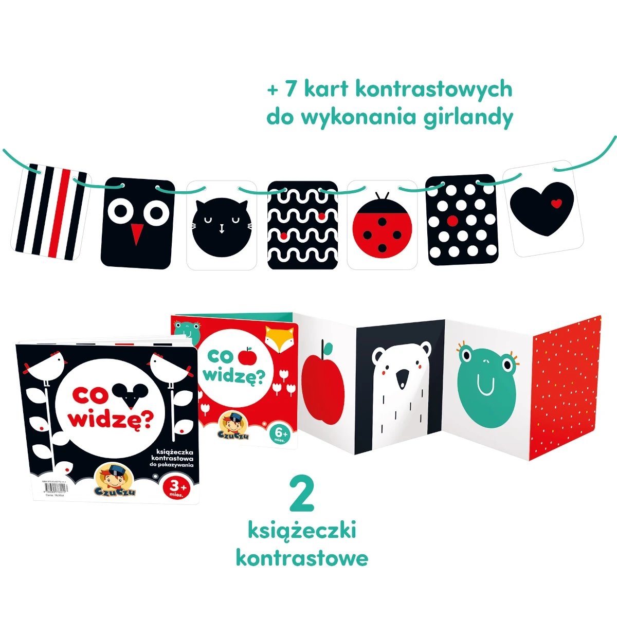 Karty kontrastowe CzuCzu Starter malucha z książeczkami harmonijkami 0-6 miesięcy - miniatura 3