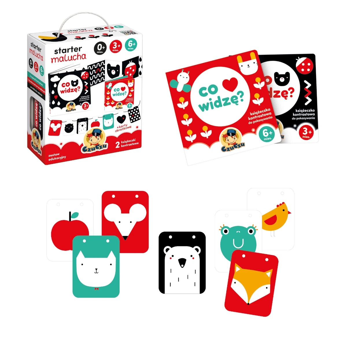 Karty kontrastowe CzuCzu Starter malucha z książeczkami harmonijkami 0-6 miesięcy - miniatura 4