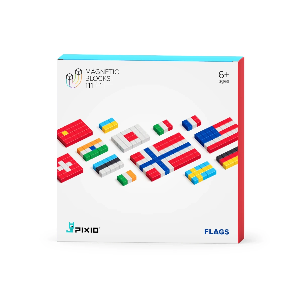 Klocki magnetyczne Pixio Flags flagi 111 elementów Story Series 6+ - Pixio