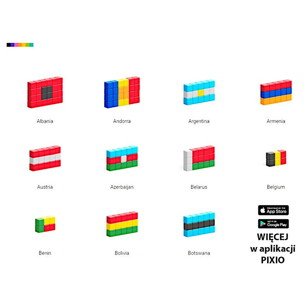 Klocki magnetyczne Pixio Flags flagi 111 elementów Story Series 6+ - miniatura 4