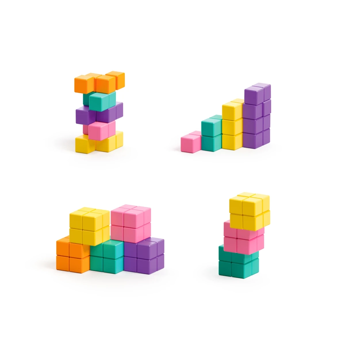 Klocki magnetyczne Pixio Abstract Neon 60 elementów 6+ - miniatura 2