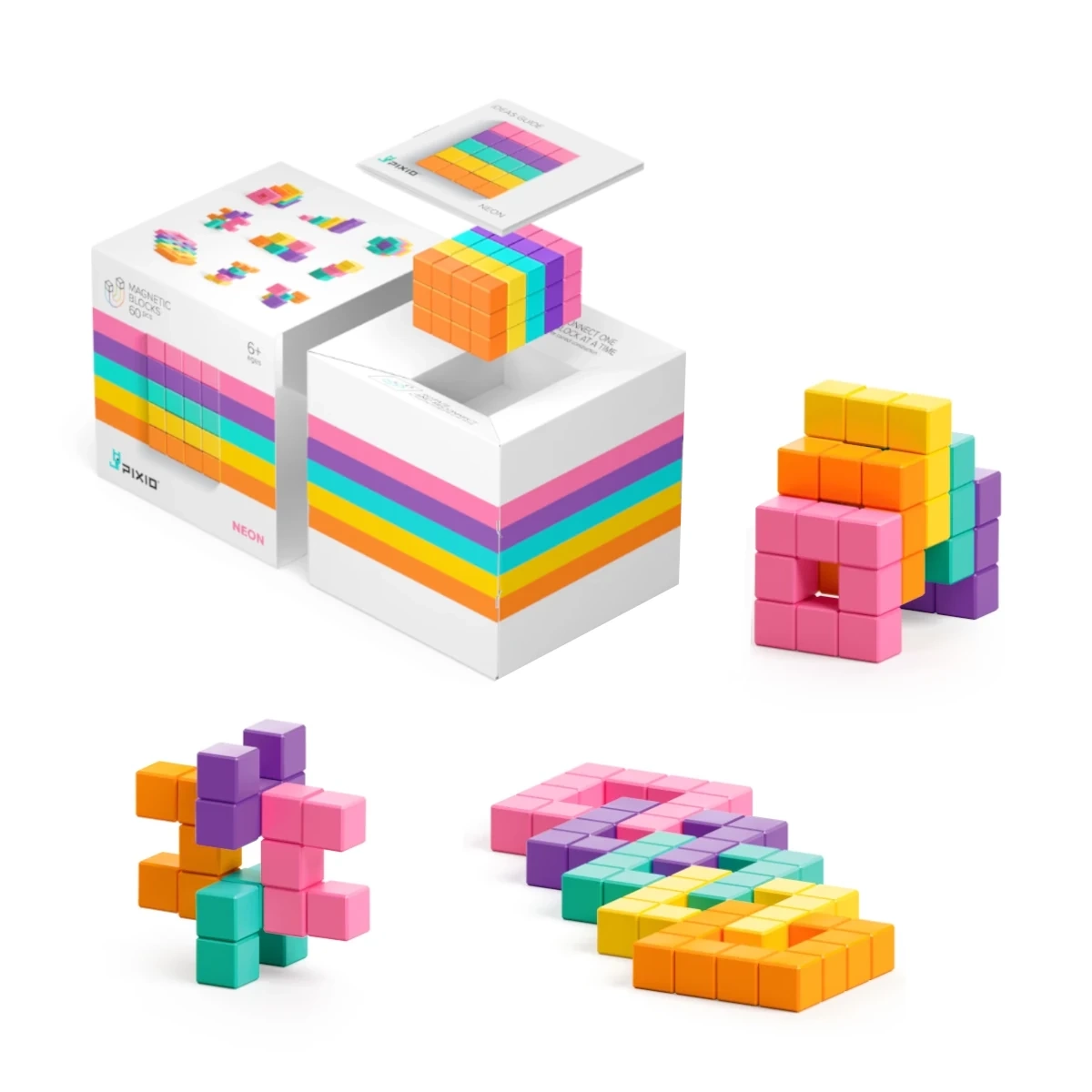 Klocki magnetyczne Pixio Abstract Neon 60 elementów 6+ - miniatura 12