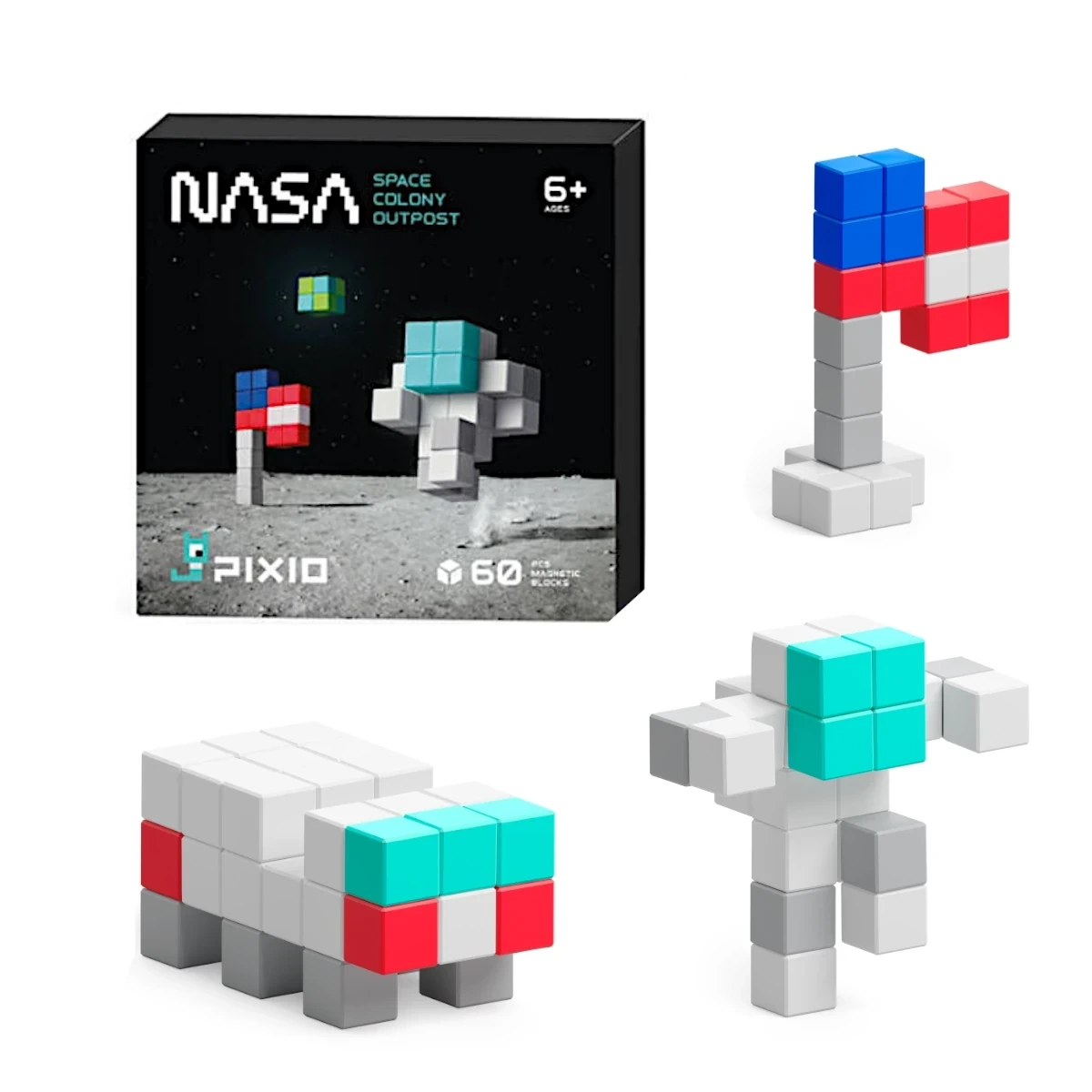 Klocki magnetyczne Pixio NASA Space Colony Outpost 60 elementów 6+ - Pixio