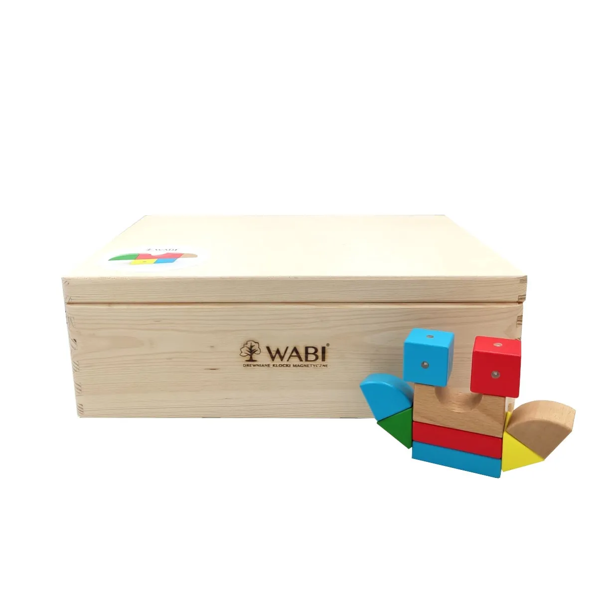 Drewniane klocki magnetyczne WABI zestaw edukacyjny 120 elementów z tacką 3+ - miniatura 7
