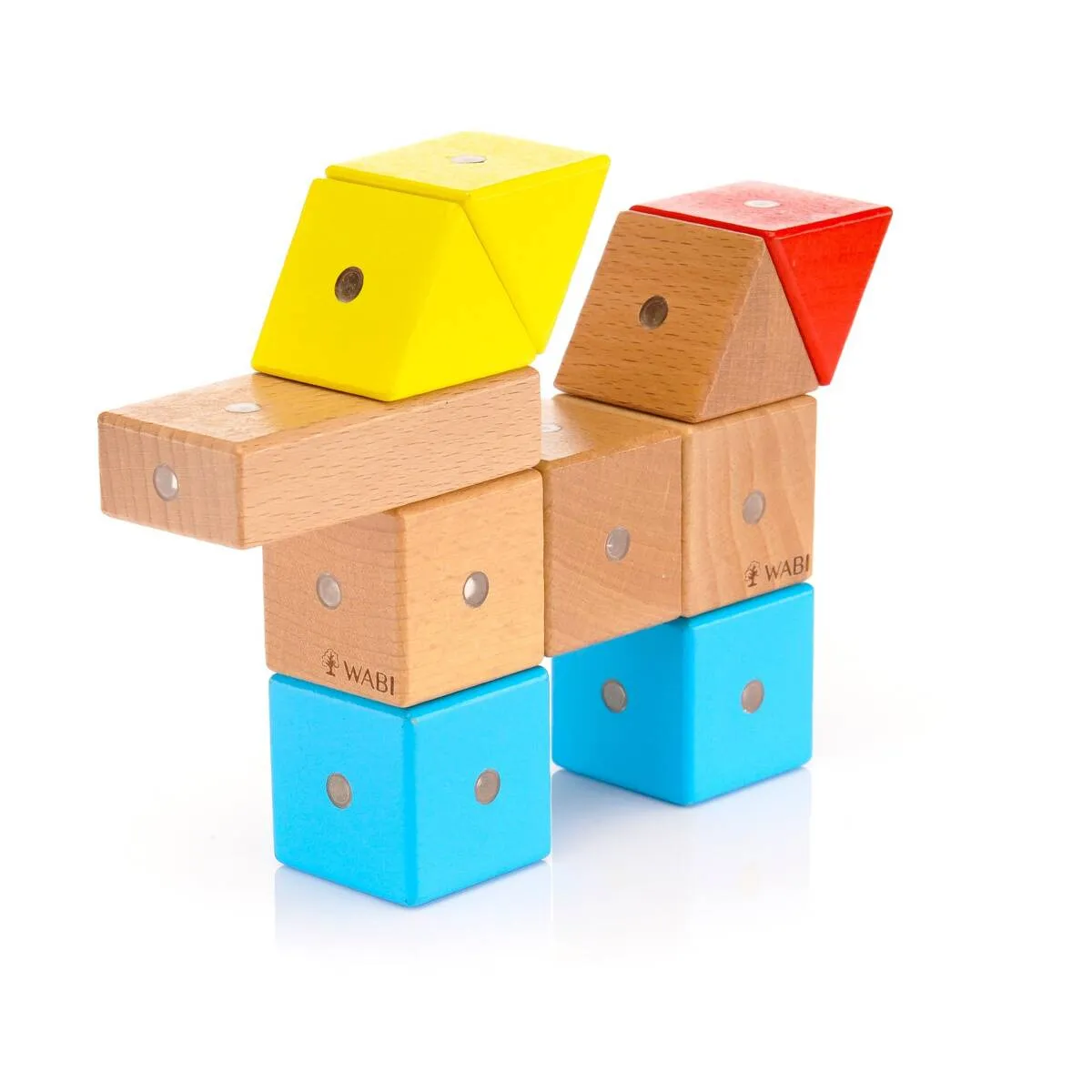 Drewniane klocki magnetyczne WABI zestaw edukacyjny 120 elementów z tacką 3+ - miniatura 15