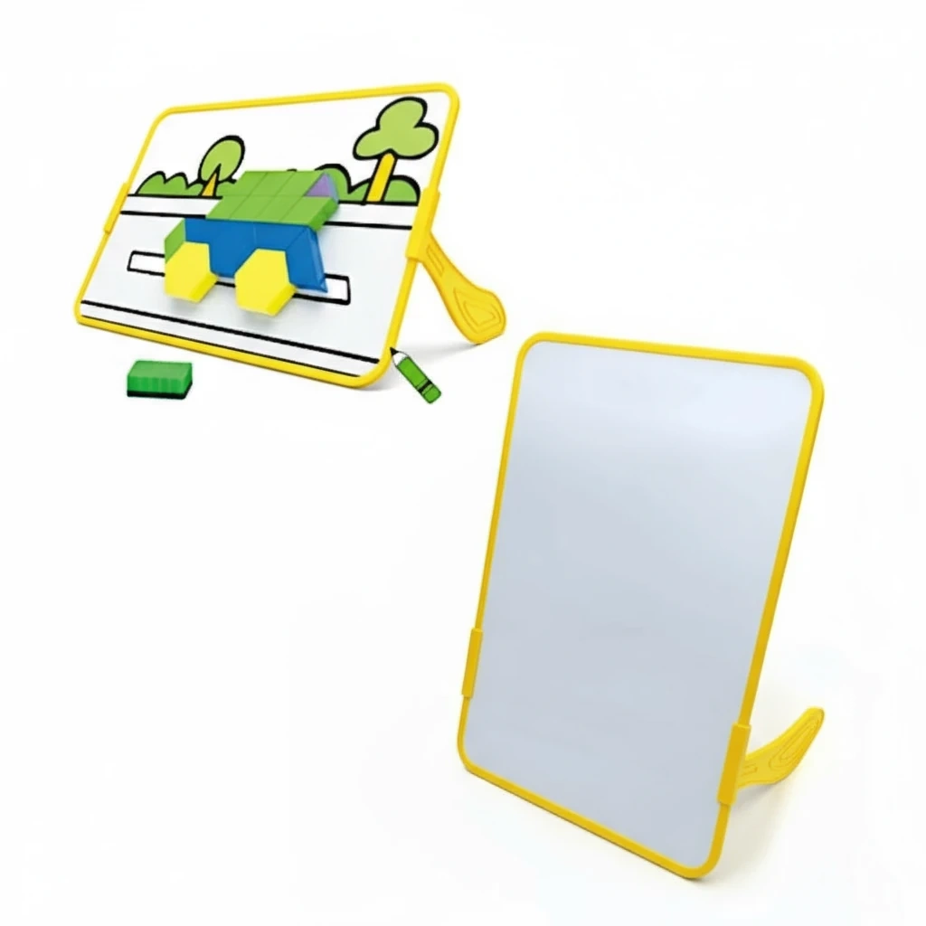 Magnetyczna mozaika Tangram z tablicą - 128 el. + karty pracy - miniatura 4