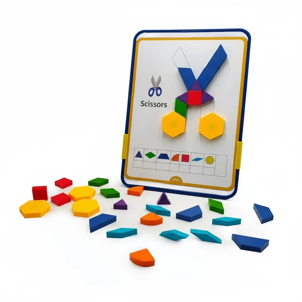 Magnetyczna mozaika klocki Tangram z tablicą - 252 el. + karty pracy - miniatura 5