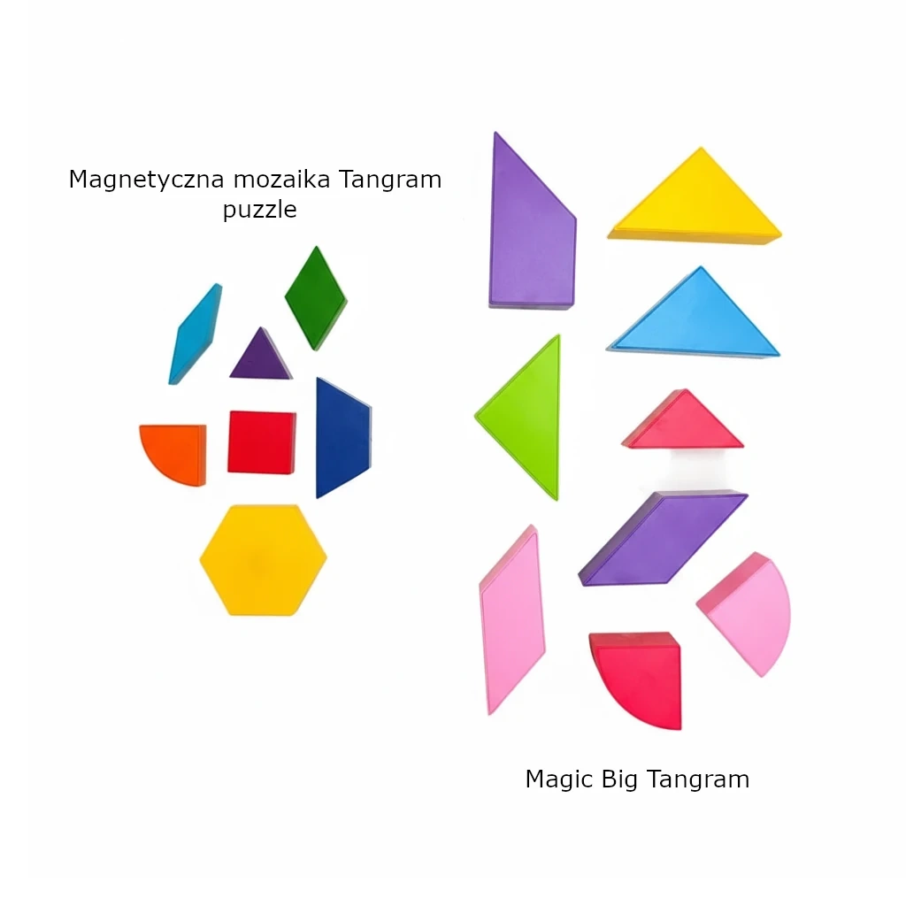 Magnetyczna mozaika klocki Tangram z tablicą - 252 el. + karty pracy - miniatura 11